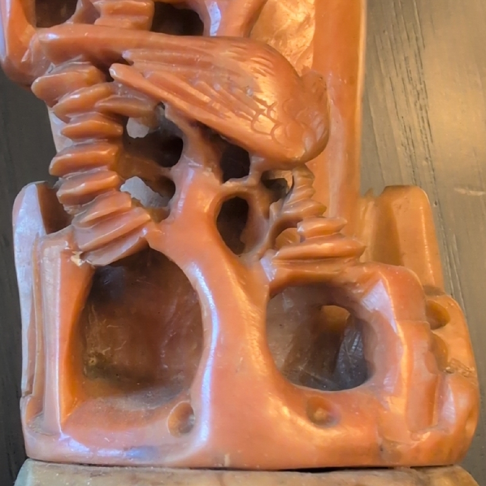Vintage Artistic Brown/Salmon and Tan Soapstone Sculpture - Picture 9 of 16